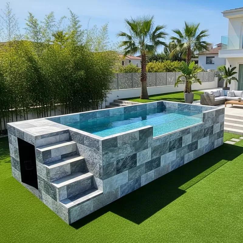 Garden Adult 20ft 40ft Above Ground Shipping Container Wood Fiberglass Non-Corrosive & UV Resistant Outdoor Large Swimming Pool