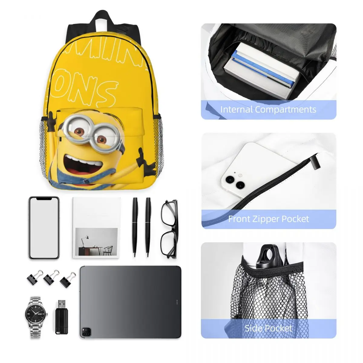 Minions Lightweight 15-Inch Backpack - Versatile and Stylish Bag for School, Travel, and Daily Use