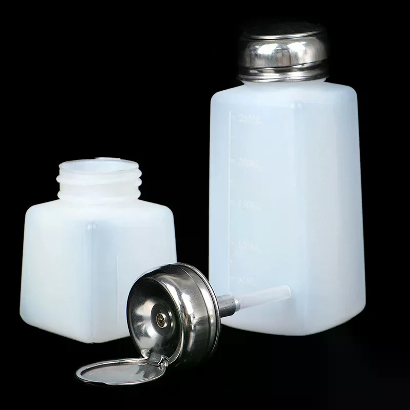 100/200/250ml詰め替え可能な空ポンプディスペンサー、ネイルポリッシュリムーバーボトル、液体UVジェルポリッシュネイルアートクリーンアセトンボトル