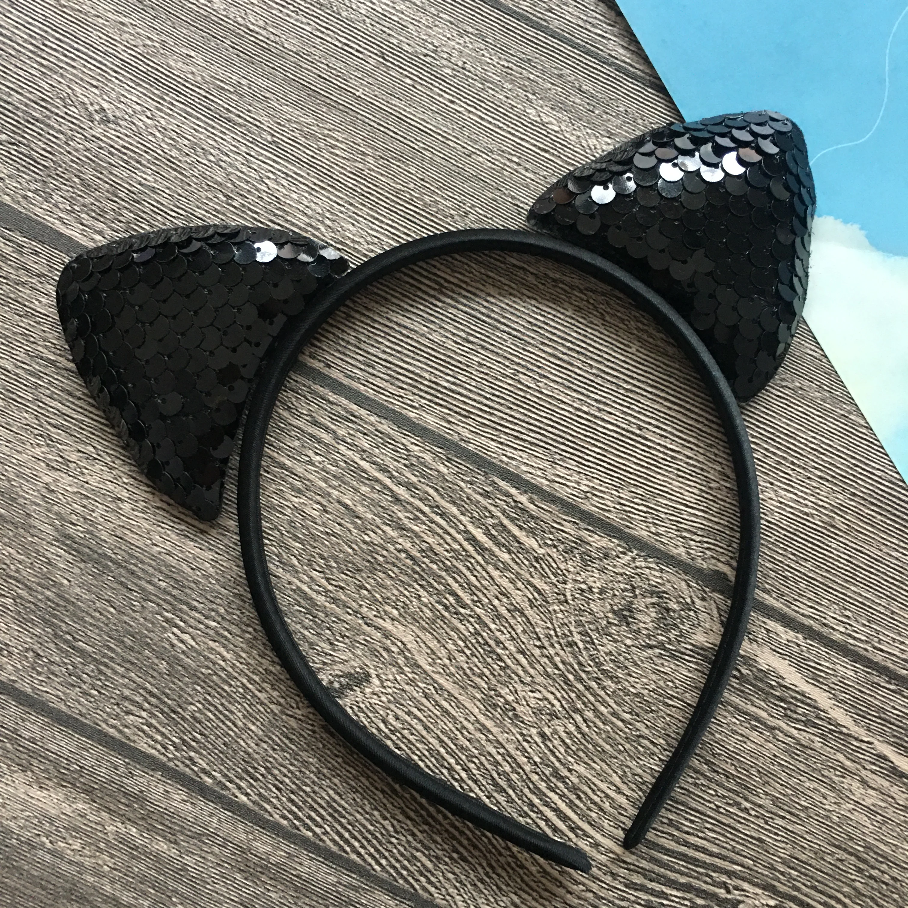 10Pcs/Lot Sequin Cat Ears Headband Shiny Cute Cartoon Ear Hoops Girl Bling Hairband Hair Accessories for Women Girls Daily Party