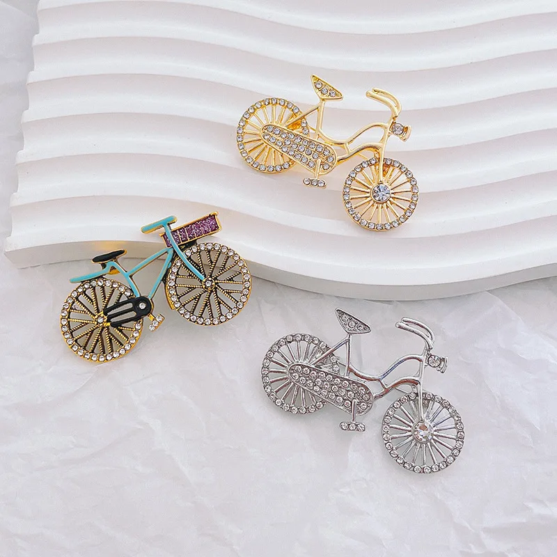 Shining Bicycle Brooches For Women Unisex Beautiful Crystal Bike Brooch Pins Cyclists Badges Cool Sports Lapel pin Gifts