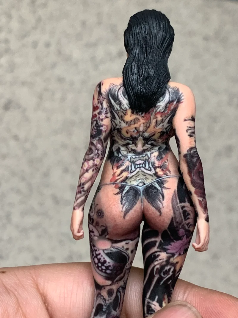 1/16 1/18 1/12 tattoo beautiful woman gk realistic sculpture real miniature car model scene ornament chassis figure handmade