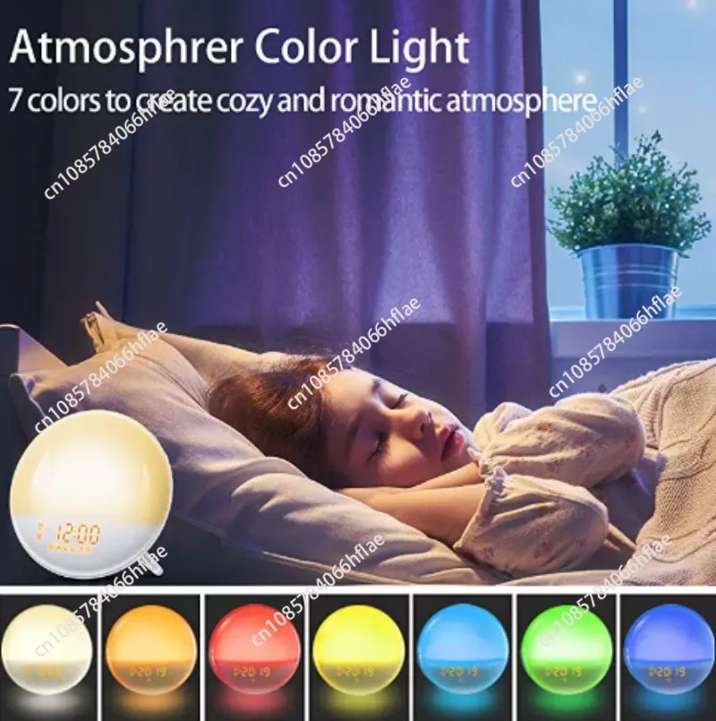 New WiFi 2nd Generation Smart Wake-Up Light 7 Colors Sunrise Sunset Simulation 4 Alarms FM Radio Snooze Function