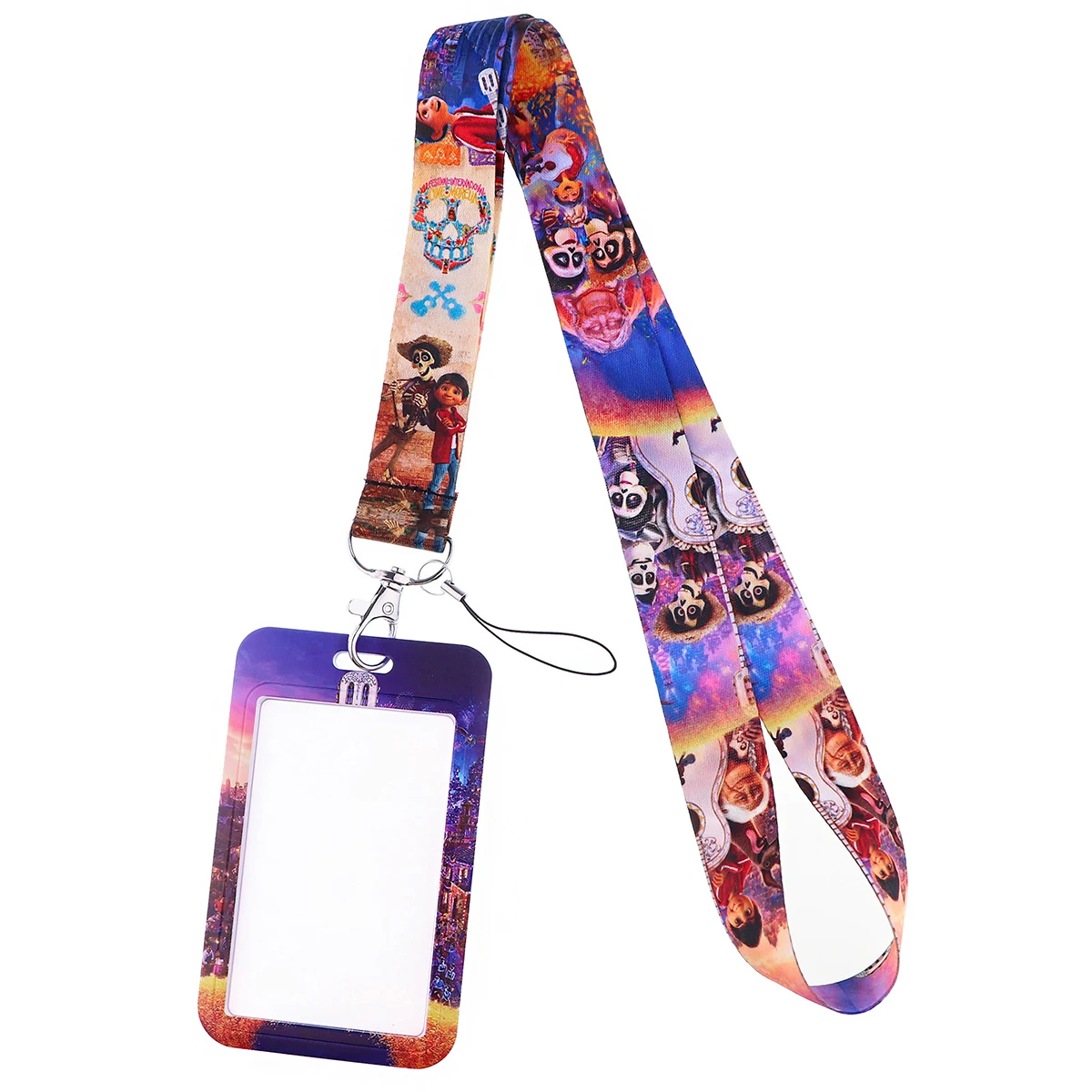 Llavero YQ1041 Coco para llaves, cordón para identificación, Soporte para tarjeta de Campus, cordón de dibujos animados, guitarra Musical, correa