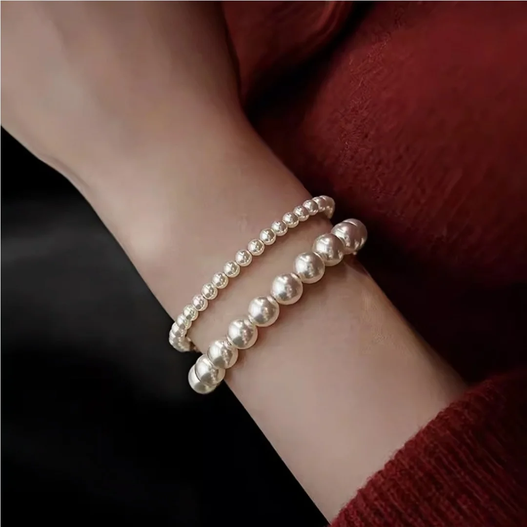 Mehrschichtiges Perlen-Stretch-Armband für Frauen, einfaches Acryl-Perlen-Armband, trendiger Party-Schmuck, Geschenk