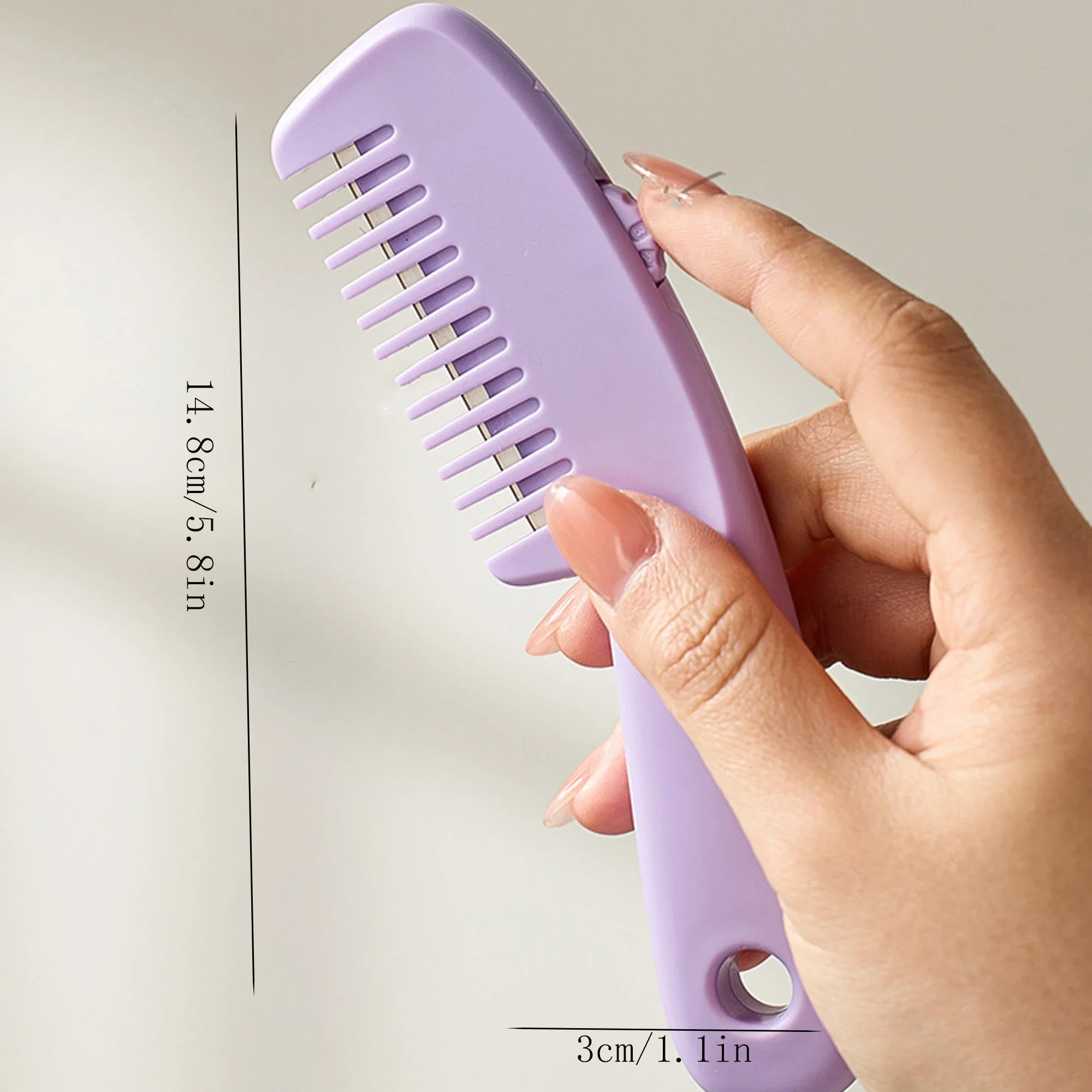 1 Piece Set of Three-Speed Adjustable Two-In-One Hairdressing Comb with Blade for Home Self-Service Hair Sliding Bangs Comb