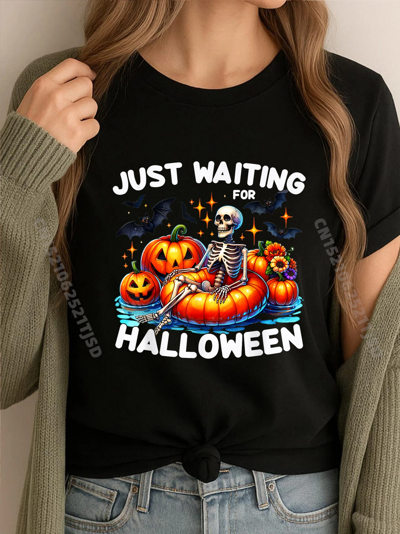 

Просто ожидание на Хэллоуин, скелет, жуткий атмосфер, летние футболки с 3d принтом, молодежные мужские рубашки, сумасшедшие