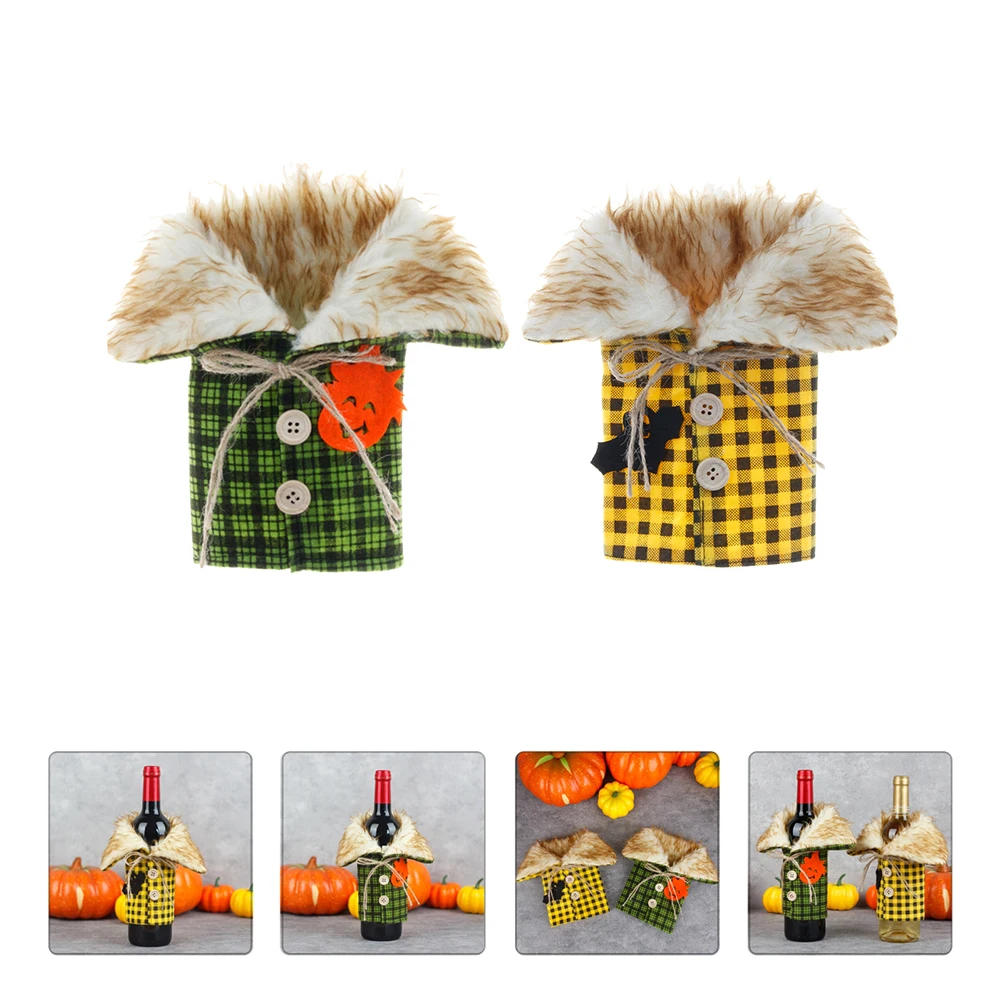 

4 Pcs Bottle Covers Checked Creative Decorative naments for Halloween Christmas Party Home Restaurant Use
