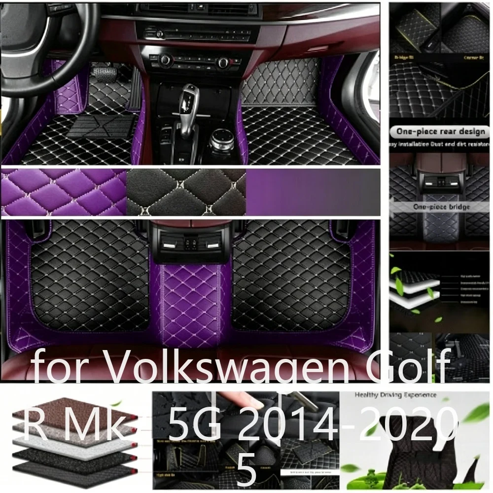 Präzise Passende Maßgefertigte Autofußmatten für Volkswagen Golf R Mk7 5G 2014-2020 5-Sitzer TPE Gummi Rutschfest Allwetterschutz Leicht zu Reinigen Komplettset Matten 5k511