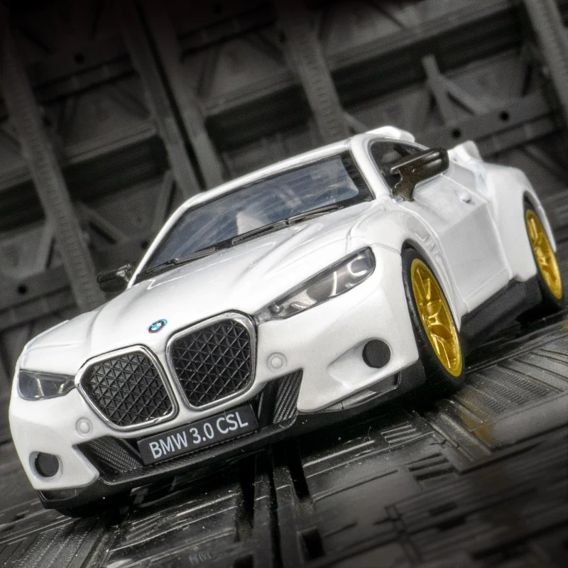 1:34 BMW 3.0 CSL Alloy Racing Car Model Diecast Metal Toy Car Vehicle Model Simulation Sound and Light Collection Childrens Gift