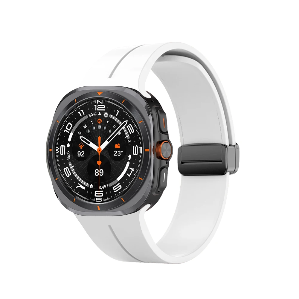 ไม่มีช่องว่างสำหรับ Samsung Galaxy Watch ultra 47mm แม่เหล็กกีฬากำไลข้อมือซิลิโคนสำหรับ Galaxy ultra 47mm