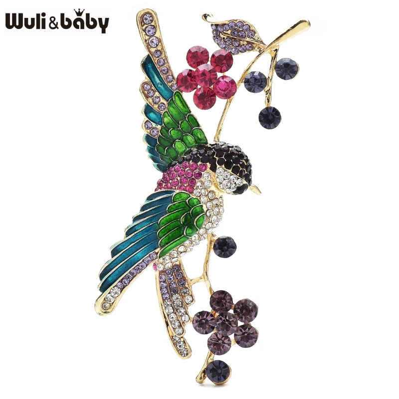 Wuli&baby Big Lovely Fruits Bird Brooches For Women Unisex Beautiful Enamel Enamel Animal Office Party Brooch Pins Gifts