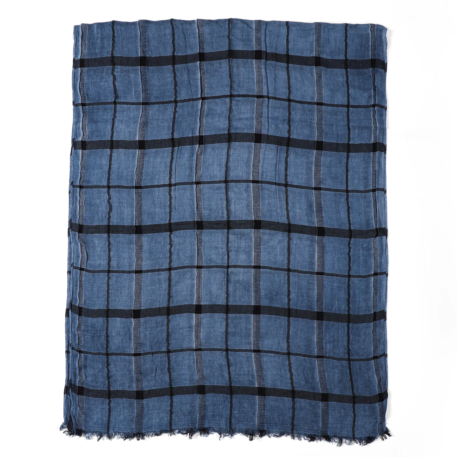 الأزياء منقوشة القطن الكتان الرجال الأوشحة الخريف الشتاء الدافئة الرجال وشاح قصير شرابة Bufanda الذكور الاكسسوارات الباشمينا شال