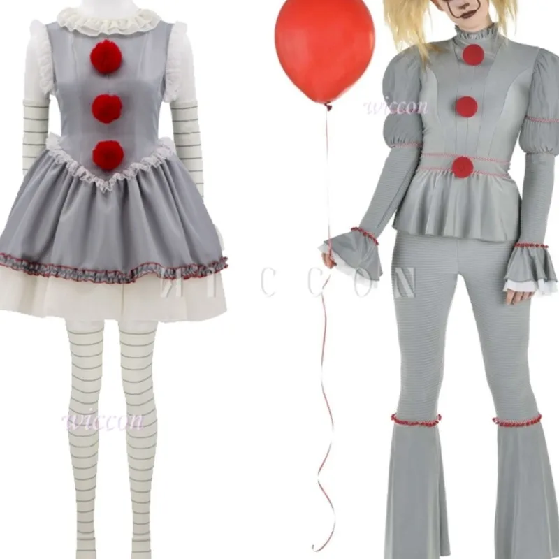 

Halloween Clown Women Pennywise Cosplay Pants Grey Outfits clothes Genderswap Horror Scary Character Carnival Navidad Carnaval
