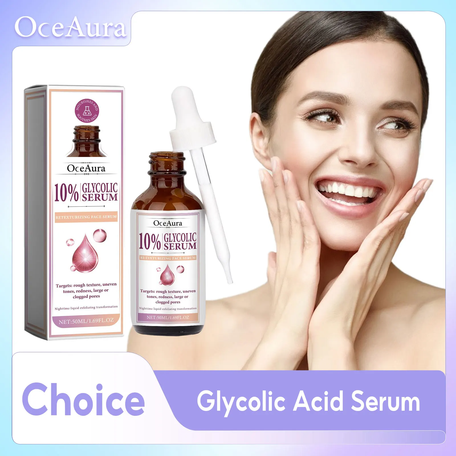 

Glycolic Acid 10% Toning Solution Fade Fine Lines Firming Face Serum Improve Facial Dryness Redness Glycolic Acid Repair Essence