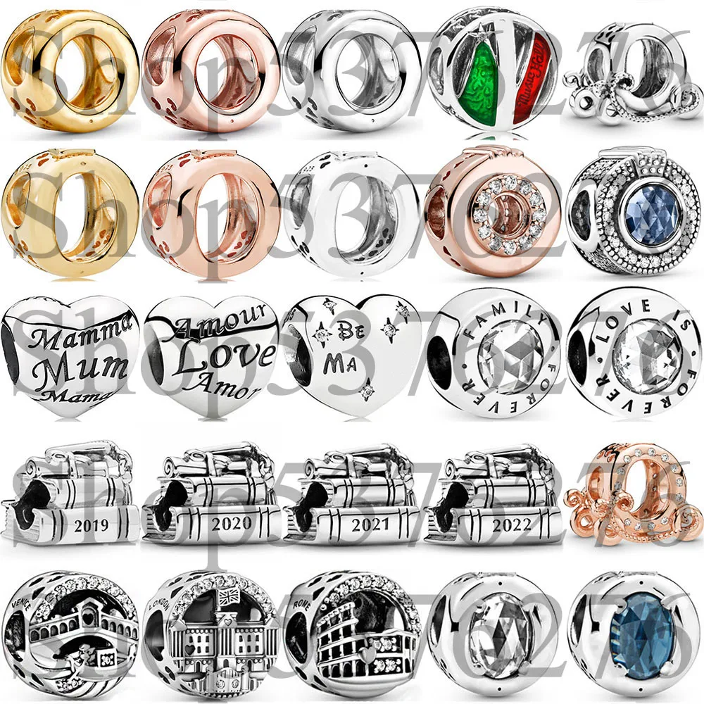 925 Sterling Silver Bead 2019 2020 2021 2022 Cap Book Scroll Graduation Charm For Fashion Women Bracelet Bangle Gift DIY Jewelry
