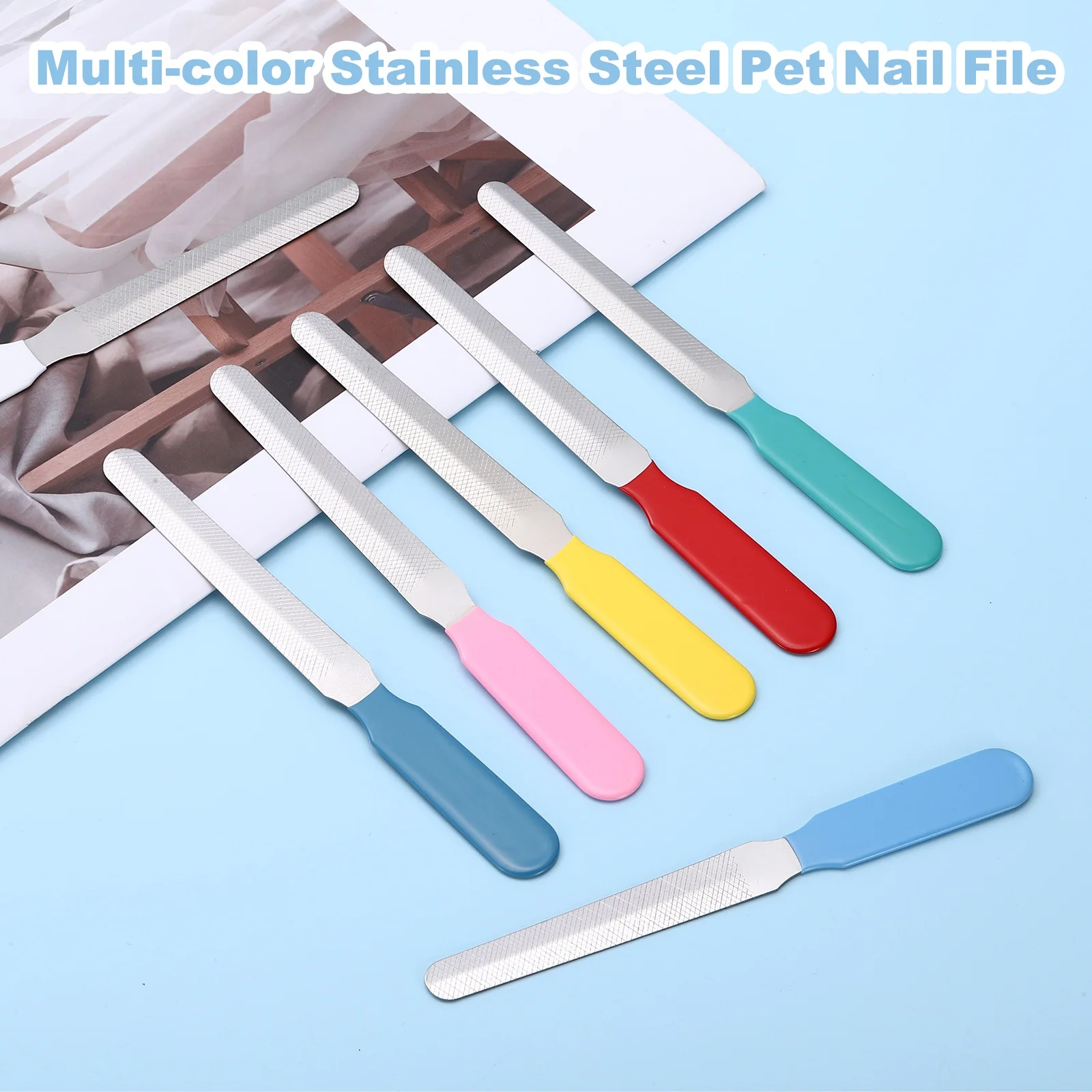 5.5x0.6 Inches Stainless Steel Pet Nail File, Durable Pet Claw Smoothing Rough Edges, for Indoor Dog Cat 3 Pcs