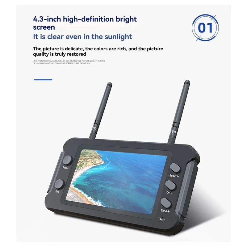 

B24B FPV Monitor LCD Display 5.8G Auto Search Video Recording 4.3 Inch RC FPV Multicopter