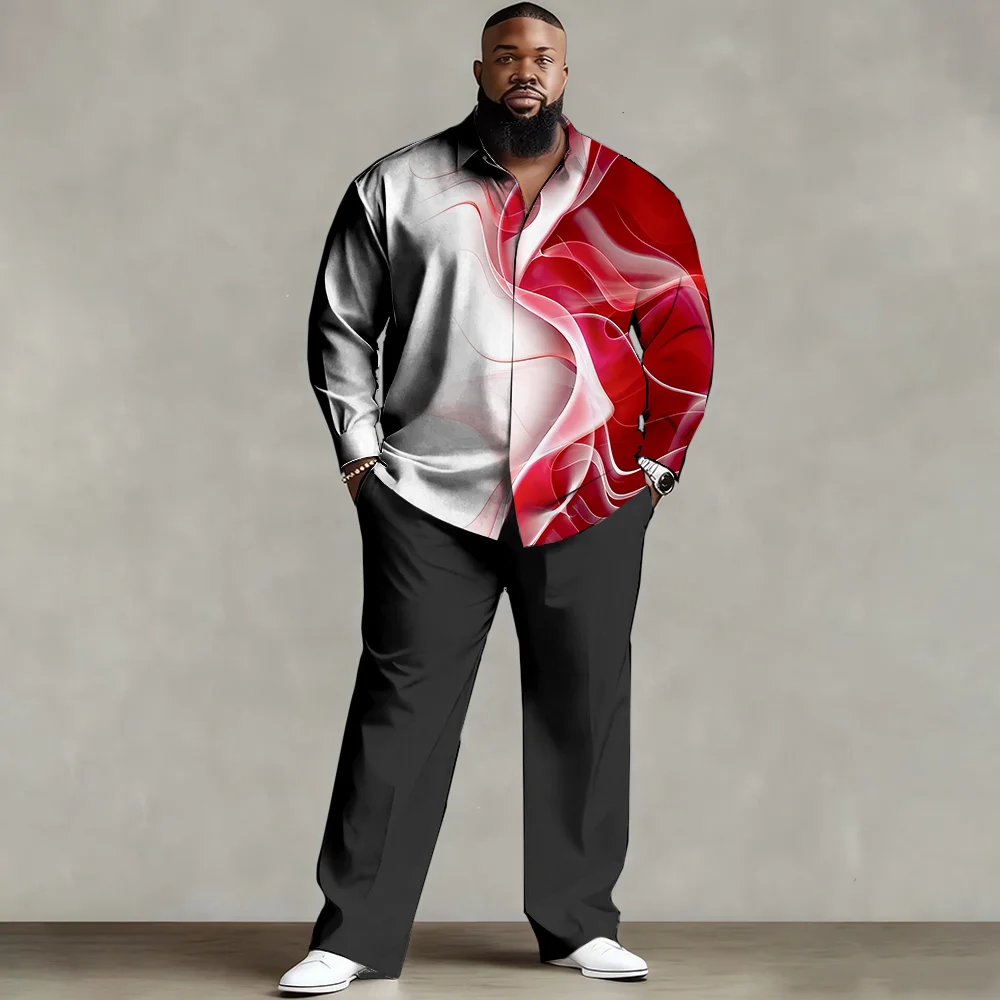 طقم قميص كبير وطويل مقاس S-9xl (عنصر قزحي الألوان) - قطن ناعم، أنماط طباعة منشورية أنيقة، خفيف الوزن،