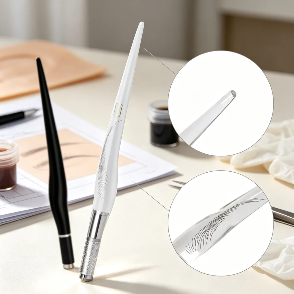 Microblading Manual Tattoo Pen 10pcs for Embroidery Needle Tebori Blade Tattoo Accessories Permanent Makeup Lips Eyebrow Machine