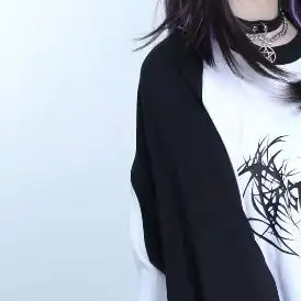 

Kimutomo женские футболки с принтом Y2k, эстетические топы в стиле Харадзюку, готические гранж-контрастные осенние модные женские футболки с длинными рукавами