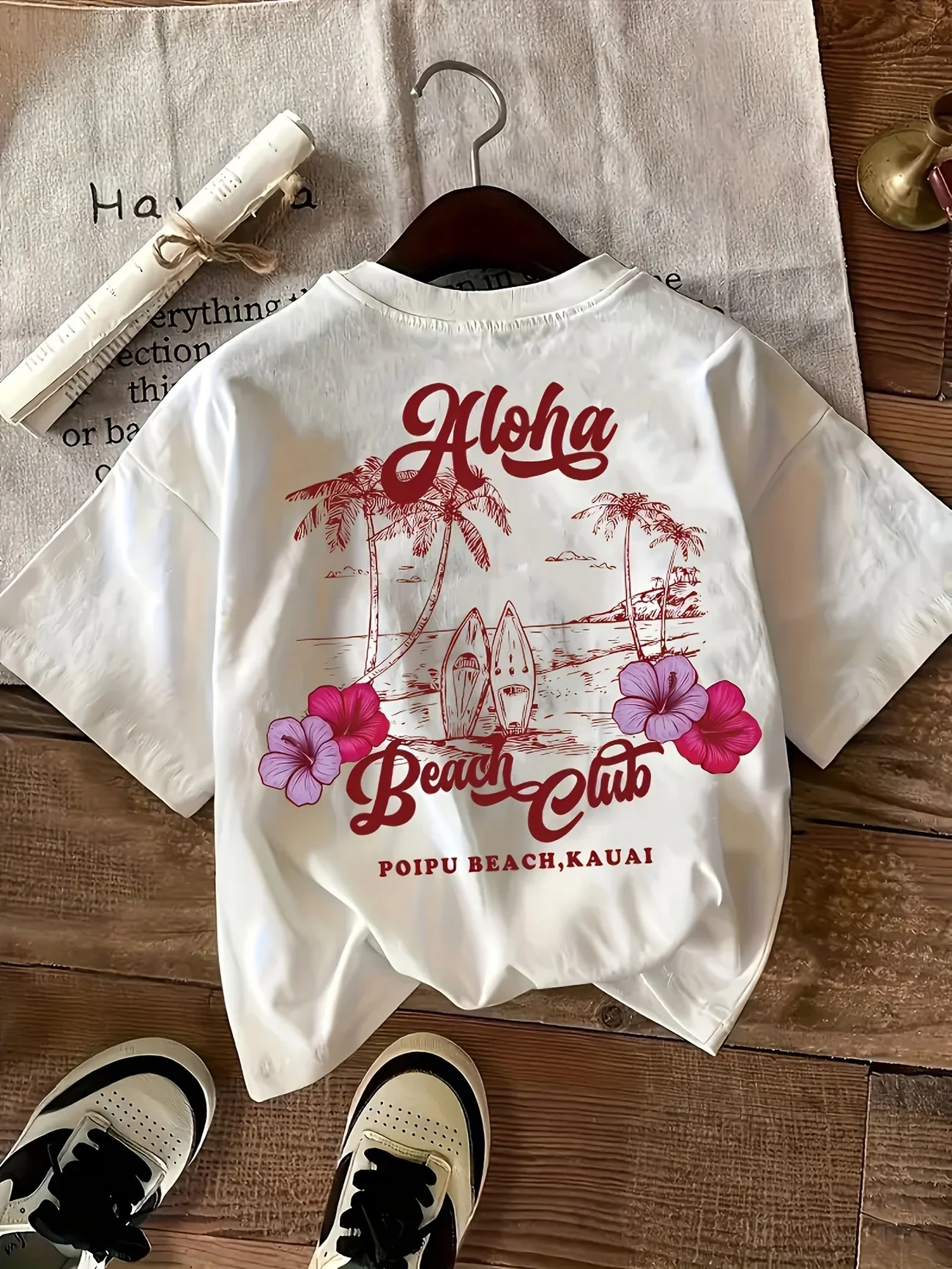 2026 Hawaii Aloha Beach Club Letter Graphic T-Shirt Women Summer Fashion Short Sleeve Tee Retro Streetwear Ladies Vacation Top