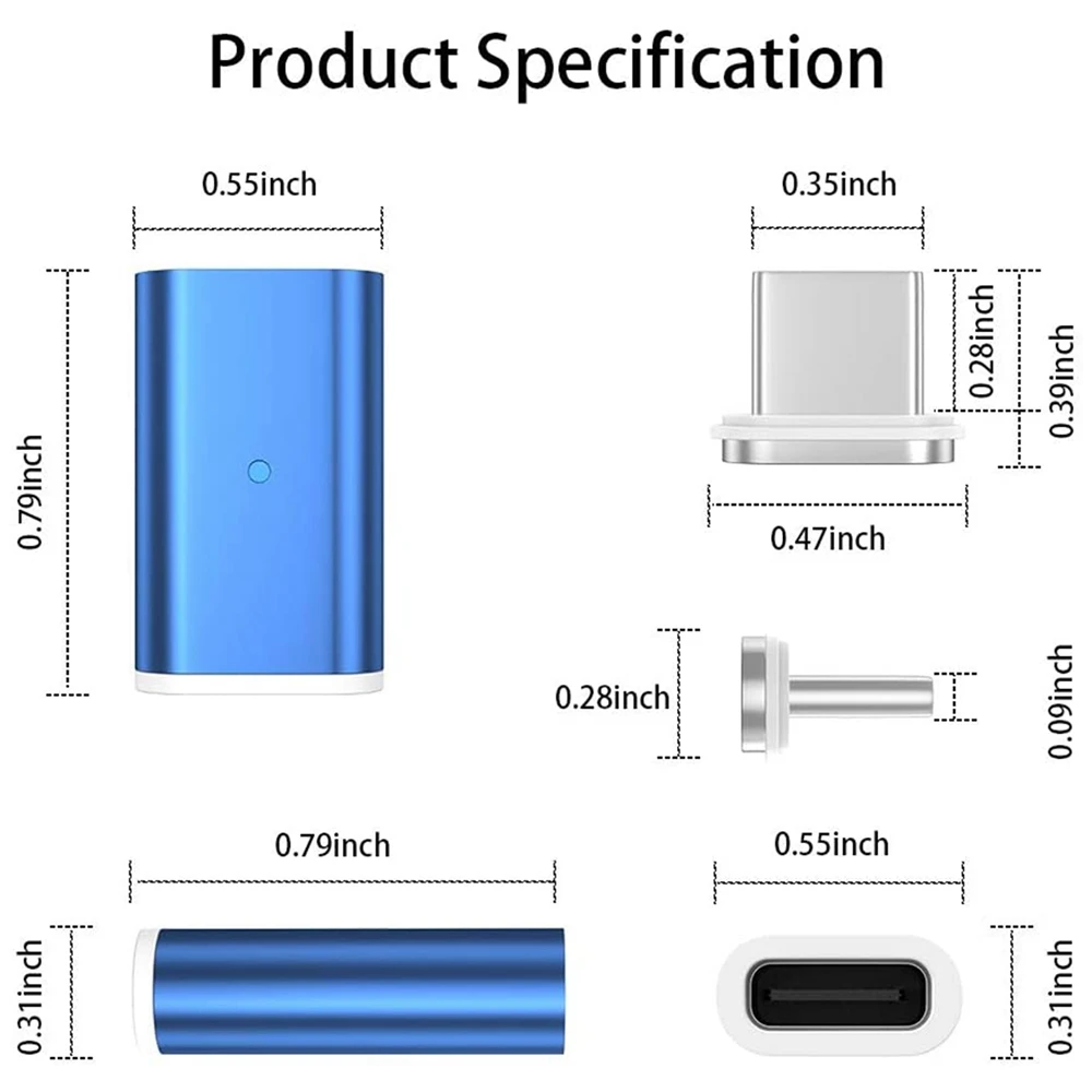 Gen10 Magnetic Fast Charging USB-C to USB-C Adapter Converter Compatible with Type-C Smartphones(3 Pack