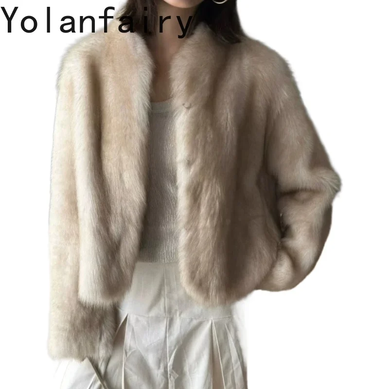 

YOLANFAIRY High-end Real Lamb Fur Coats Woman 2026 Luxury Winter Short Genuine Sheepskin Leather Fur Jacket Elegant Fur Coat