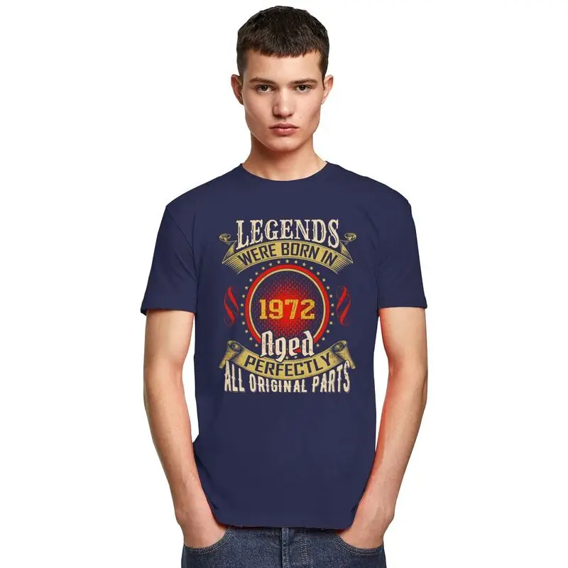 Подарок на день рождения 53 лет Legend Are Born In 1972. Футболки для мужчин. Повседневные футболки с короткими рукавами. Свободные футболки из чистого хлопка.