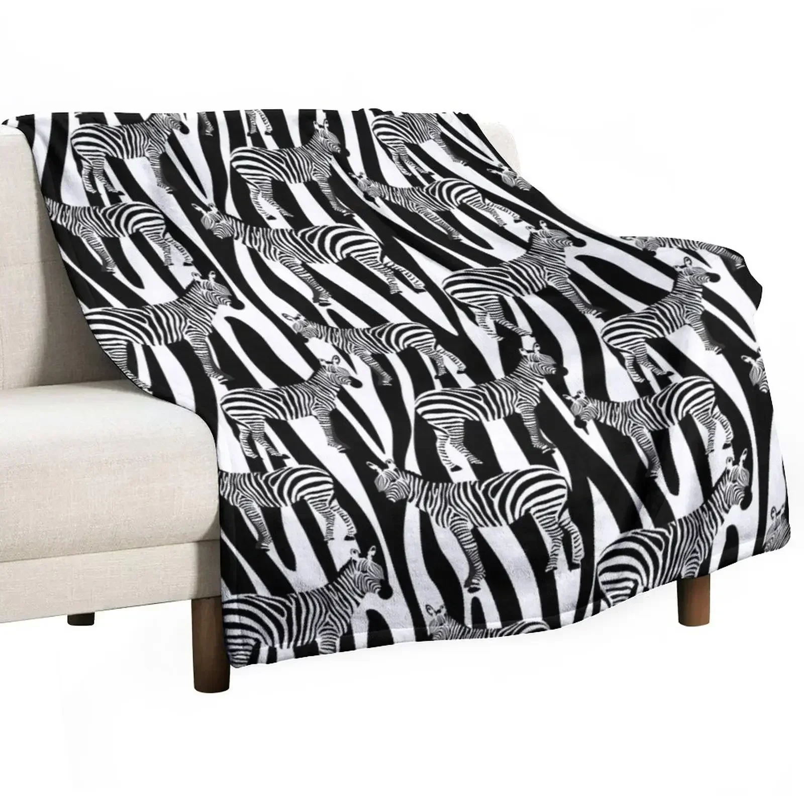Zebras on Zebra Stripes Throw Blanket Flannels Giant Sofa Sleeping Bag Luxury St Soft Plaid funny gift Blankets