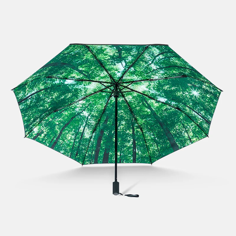 Walk the forest Three Fold Folding Umbrella Travel small fresh and comfortable lightweight vinyl sunshade for men and women