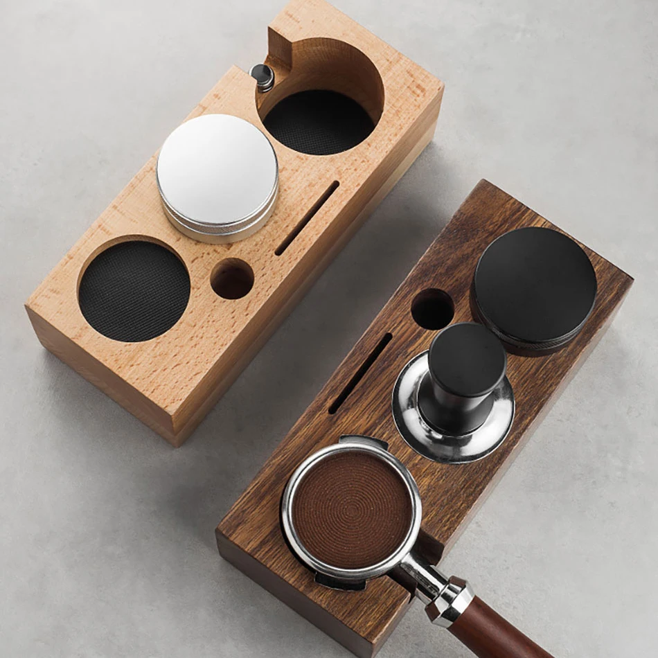 51/53/58mm Coffee Portafilter Rack Walnut Distributor Holder Coffee Tamping Portafilter Holder Espresso Tamper Mat  Accessories