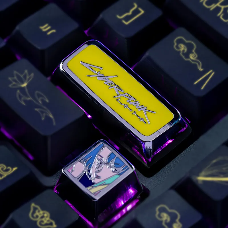 Anime Keycaps Cyberpunk 2077 Theme Mechanical Keyboard Metal Material Keycaps PC Gaming Keyboard Gift