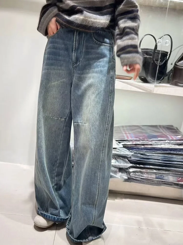 

Модные женские джинсы с широкими штанинами и подкладкой, повседневные брюки, удобный крой, зимний сезон, джинсы с высокой талией