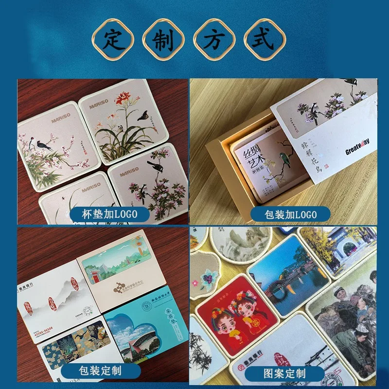 Forbidden City Cultural Creative Panda Silk Coaster Chinese Style Distinctive Gift for Foreigners Exhibition Souvenir Beijing