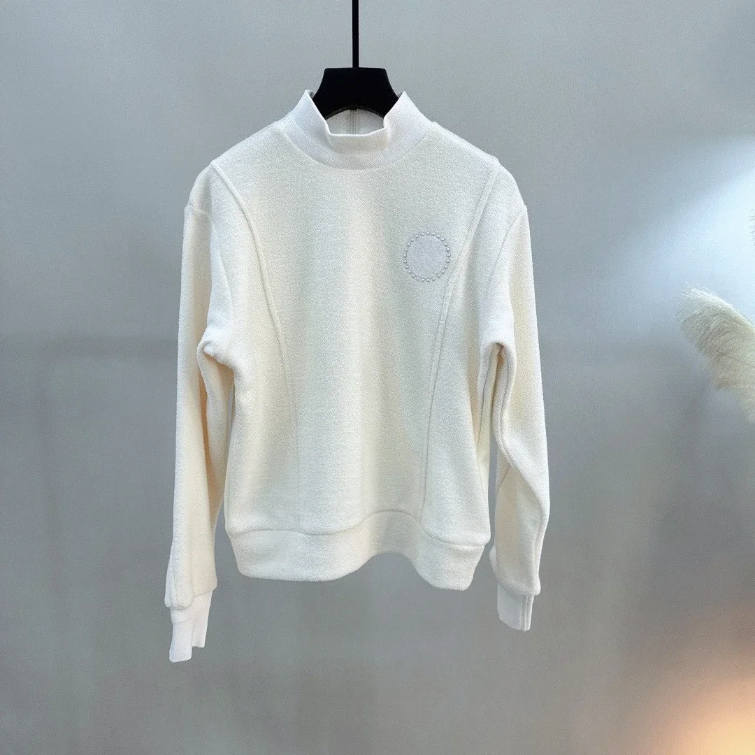Women's Golf Knit Base Layer 2026 Fall New Korean Style Logo Solid Color Wool Blend Thermal Windproof Long Sleeve Sporty Stretch