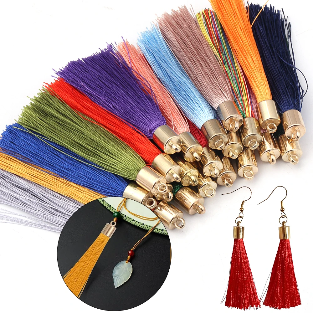 20Pcs 6cm Mini Metal Cap Tassel Jewelry Curtain Decorative Accessories DIY Key Cell Phone Bag Fringe Trim Tassel Pendant Earring