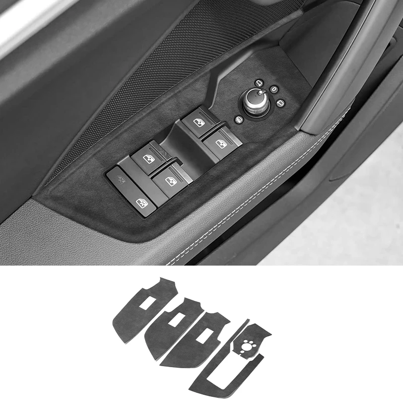 

For Audi A3 S3 8Y (2020-) Car Window Control Panel Button Trim Sticker Anti Scratch Made of Alcantara Auto Interior Accessories