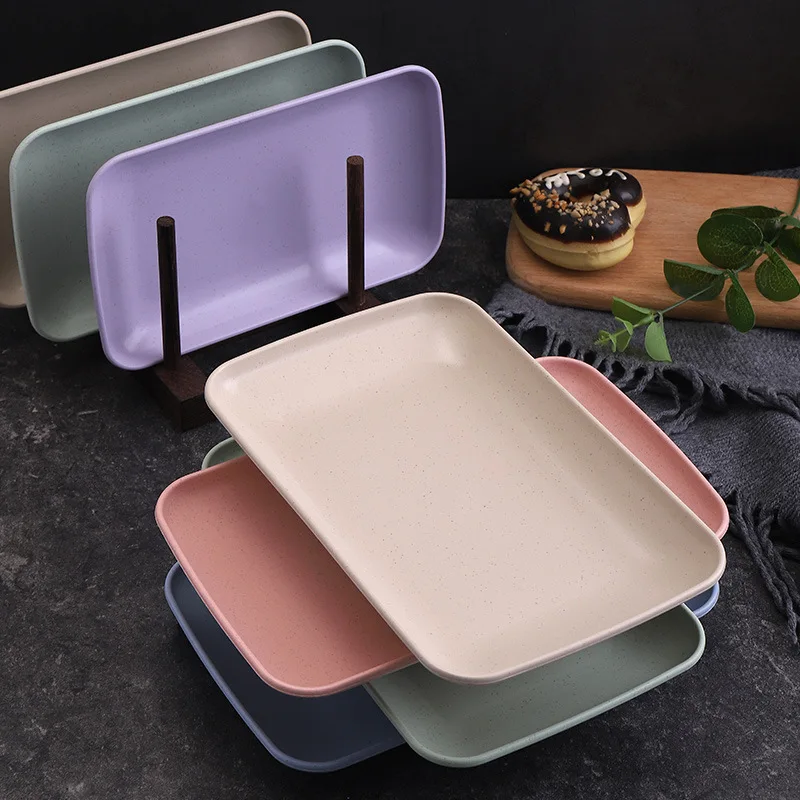Juego de platos reutilizables irrompibles para el hogar, vajilla de paja de trigo, colección de hueso, vajilla para cocina, 5 unidades