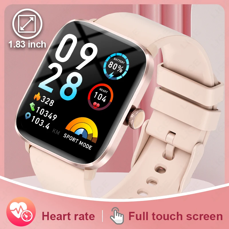 

LIGE Ladies Smart Watch 1.83”Full Touch Screen Heart Rate Bracelet Sports Fitness Tracker Men Smartwatch For Android IOS + Gift