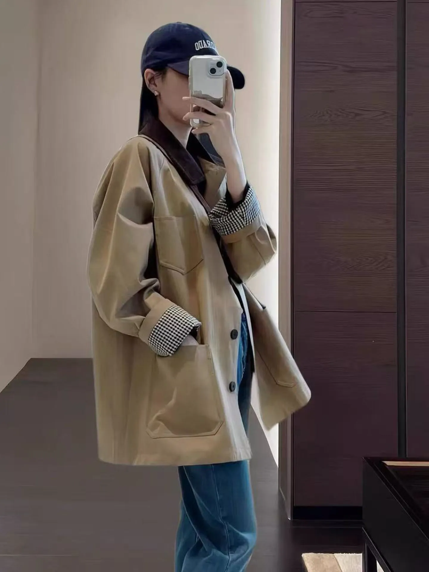 

Модное женское длинное пальто в корейском стиле, повседневная стильная ветровка, верхняя одежда на весну-осень, средней длины