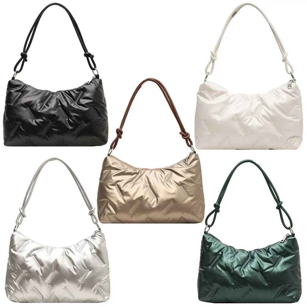 Women Puffy Hobo Bag Fashion Padded Shoulder Bag Large Capacity Puffer Satchel Bag Casual Winter Commuting Bag