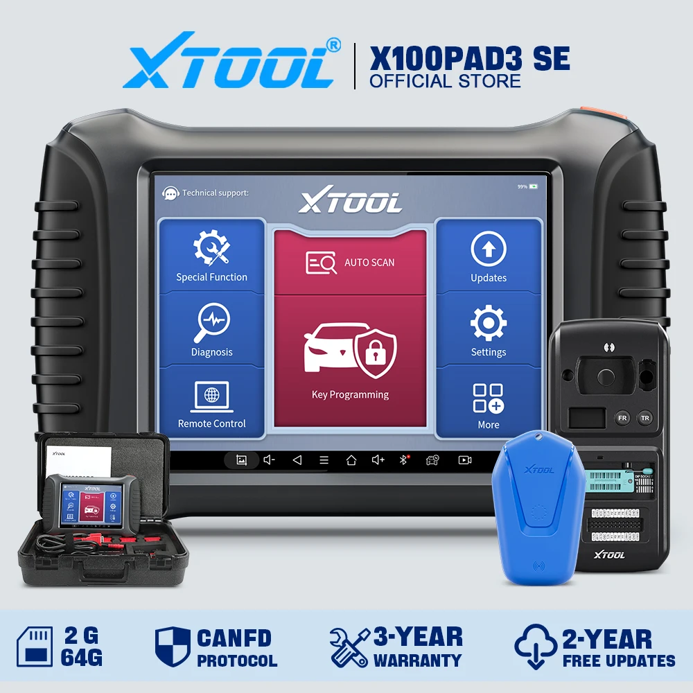 XTOOL X100 PAD3 SE IMMO Key Programmer All Key Lost Built-in CANFD Car Diagnostic Tools ECU Coding Automotive Scanner 38+ Resets