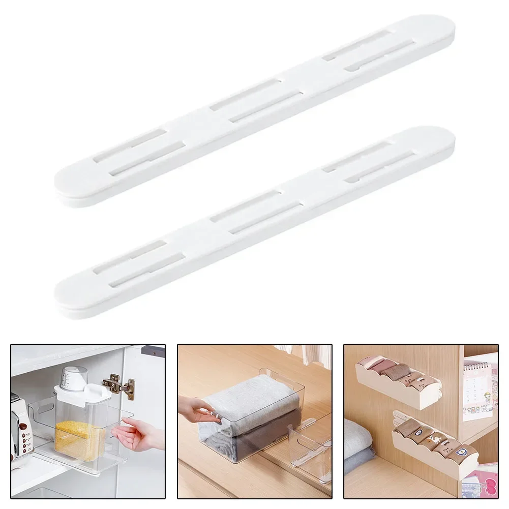 2PCS Home Storage Rack Track Closet Slide Home Kitchen Bedroom Storage Accessories Pullout Track Drawer Basket Pull Rail Slides