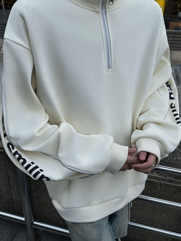 

Мужская толстовка на молнии с флисовой подкладкой, утепленная, с воротником-стойкой, осенне-зимняя, теплая, повседневная, свободного кроя, для подростков, модная