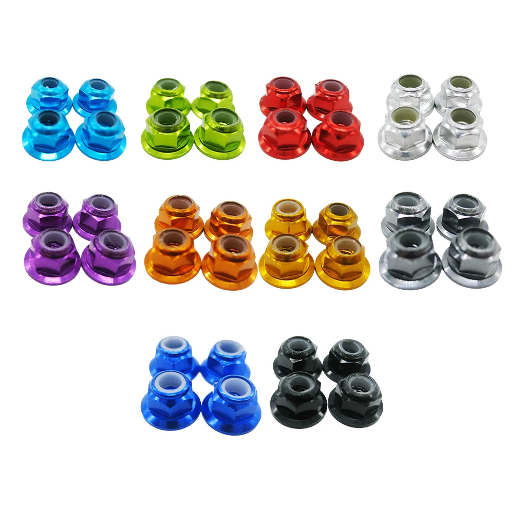 M4 Roda Lock Nut, Peças de atualização, Liga de alumínio, Pneu Nut para RC 1/10 WLtoys K949 Buggy, 4pcs por conjunto