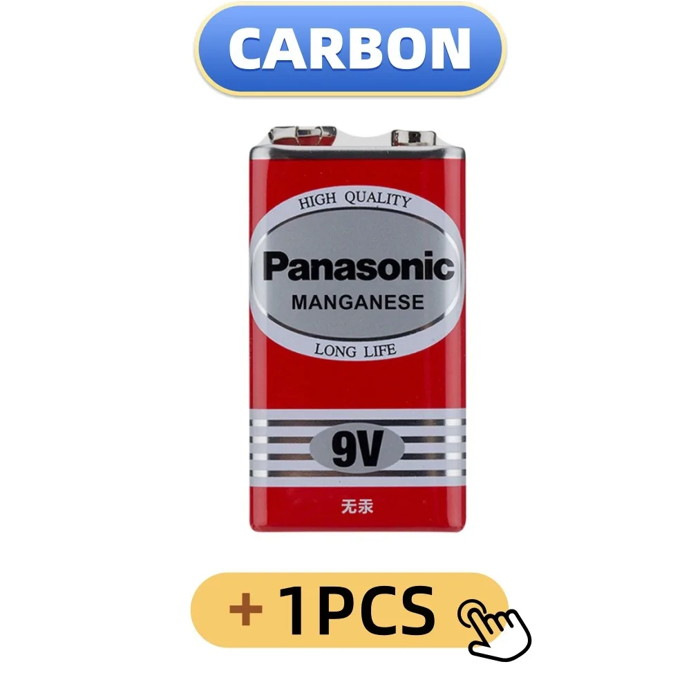 Panasonic Originele 9V 6F22ND Alkaline Carbon Vierkante Batterijen, Geschikt voor Multimeters en Diverse Alarmapparaten, Langdurige levensduur