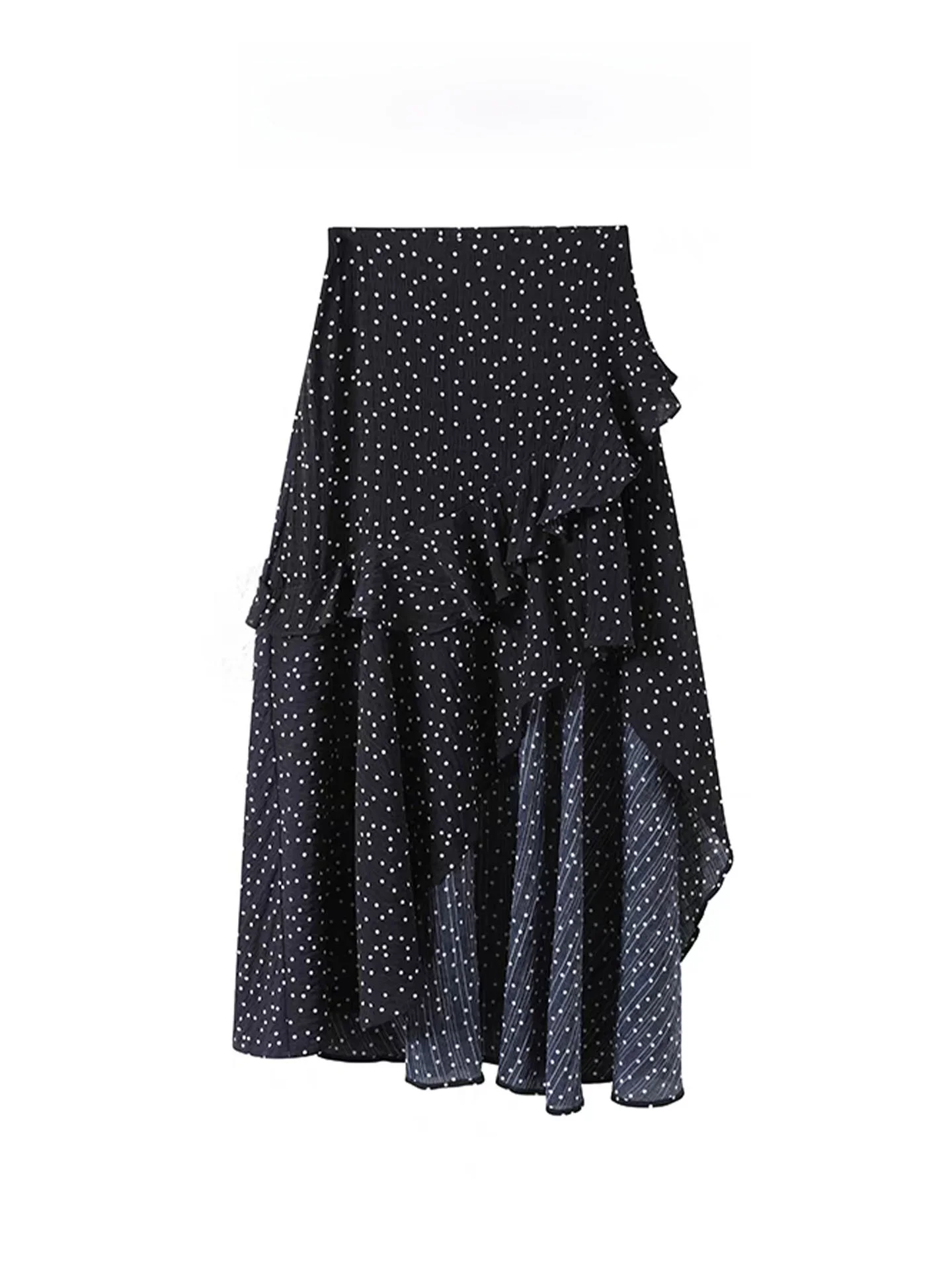 

Ele Bla асимметричная юбка трапециевидной формы с цветочным принтом, женская длинная юбка с высокой талией, летний сезон, узор в горошек