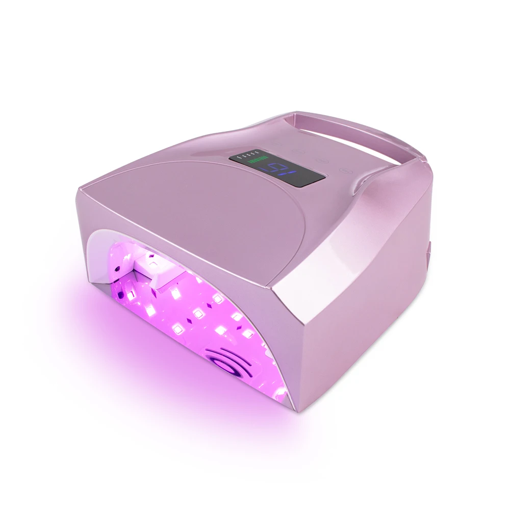 High Power Unique Design Professional Portable Cure Cordless 96w Pink Light LED UV Lamp Perfect Angle for Thumbs  Manicure