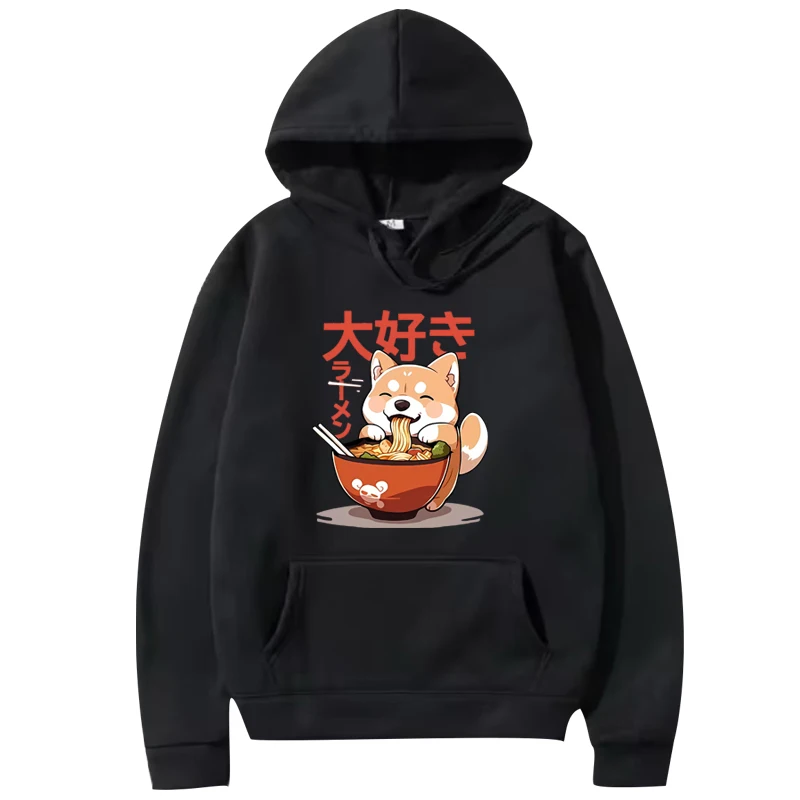 

Shiba Inu Enjoying Ramen funny graphics hoodie men women fashion vintage Long sleeve streetwear print oversized hoodie unisex